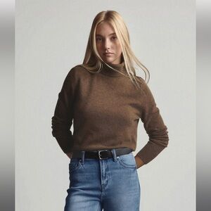 Quince 100% Mongolian Cashmere Brown Turtleneck Sweater M